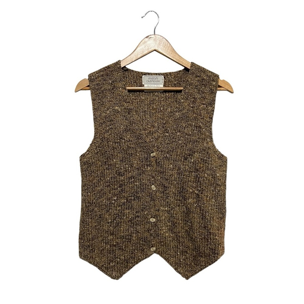Macy's Clubhouse Vintage Wool Cardigan Sweater Vest Italy Small Medium